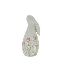 Etched Floral Bunny Statues, Set of 2