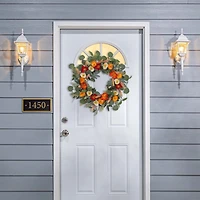 Orange Mixed Spring Floral Wreath