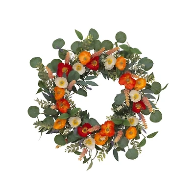 Orange Mixed Spring Floral Wreath