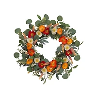 Orange Mixed Spring Floral Wreath