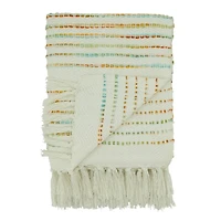 Woven Rainbow Stripe Tassel Throw