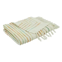 Woven Rainbow Stripe Tassel Throw