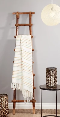 Woven Rainbow Stripe Tassel Throw