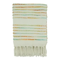 Woven Rainbow Stripe Tassel Throw