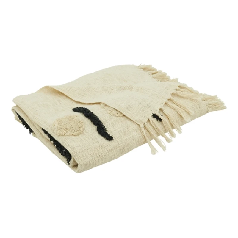 Ivory Tufted Dots and Dashes Throw