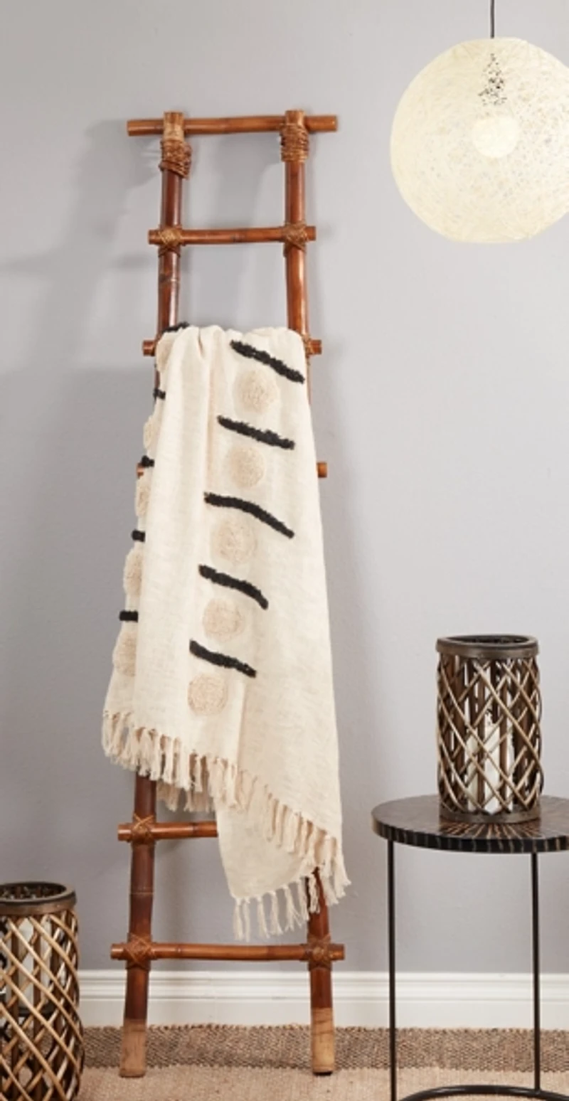 Ivory Tufted Dots and Dashes Throw