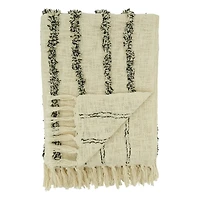 Ivory and Black Tufted Lines Throw