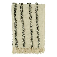 Ivory and Black Tufted Lines Throw