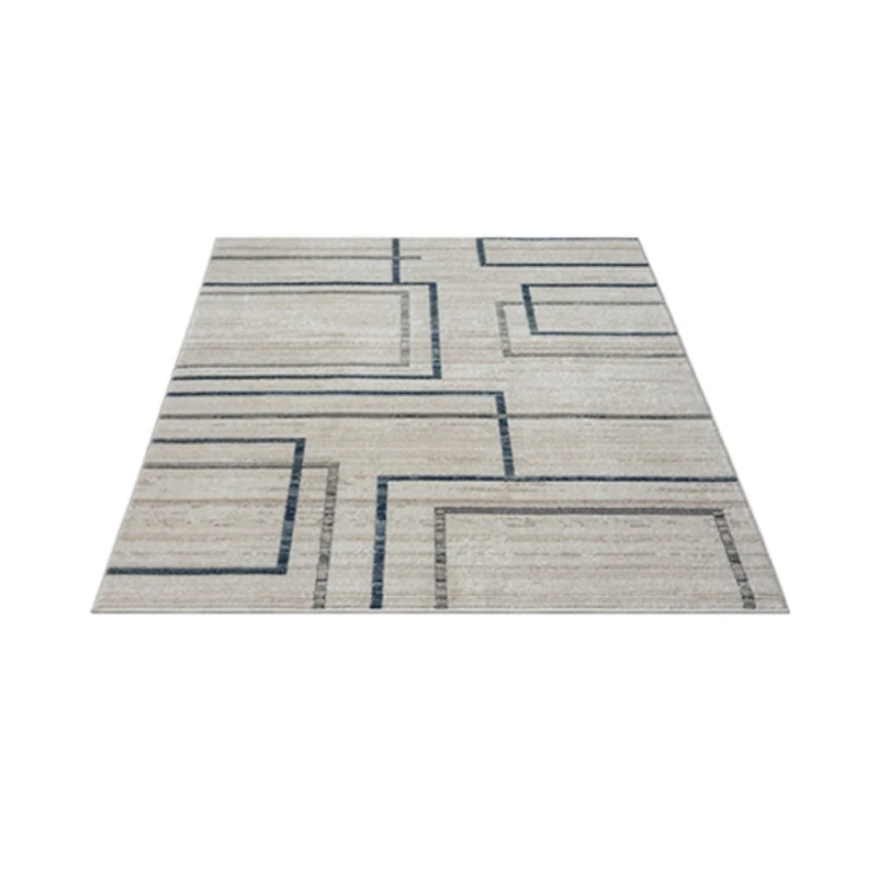 Blue and Gray Contemporary Geo Area Rug, 5x7