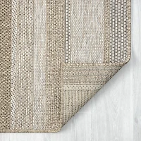 Tan Striped Indoor/Outdoor Area Rug