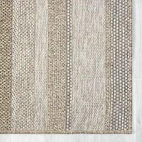 Tan Striped Indoor/Outdoor Area Rug