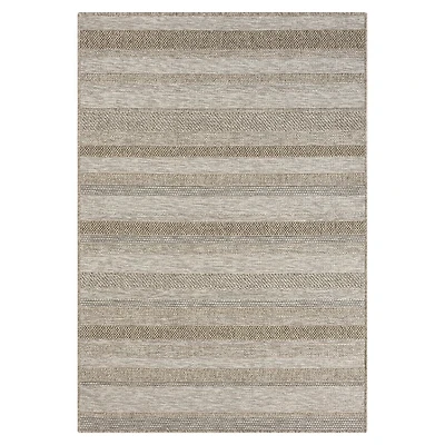 Tan Striped Indoor/Outdoor Area Rug