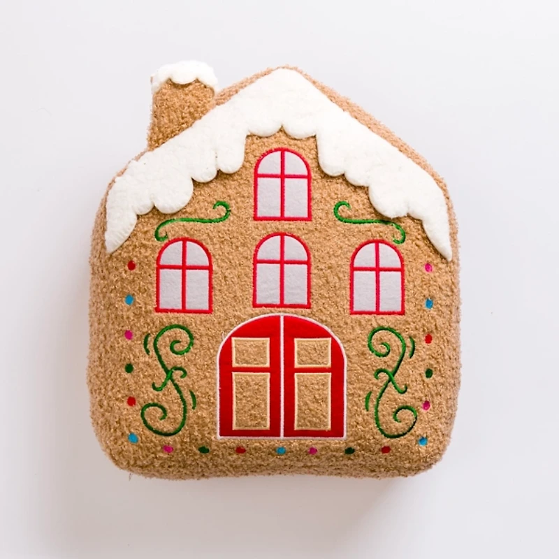 Gingerbread House Shaped Christmas Pillow