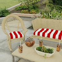 Red Stripe French 2-pc. Outdoor Wicker Cushion Set