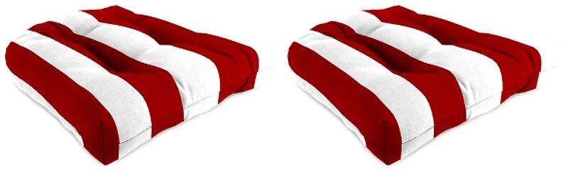 Red Stripe French 2-pc. Outdoor Wicker Cushion Set