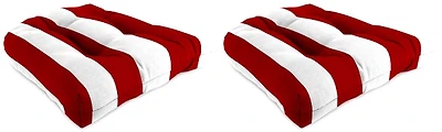 Red Stripe French 2-pc. Outdoor Wicker Cushion Set