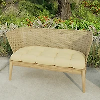 Beige French Edge Outdoor Wicker Settee Cushion