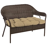 Beige French Edge Outdoor Wicker Settee Cushion