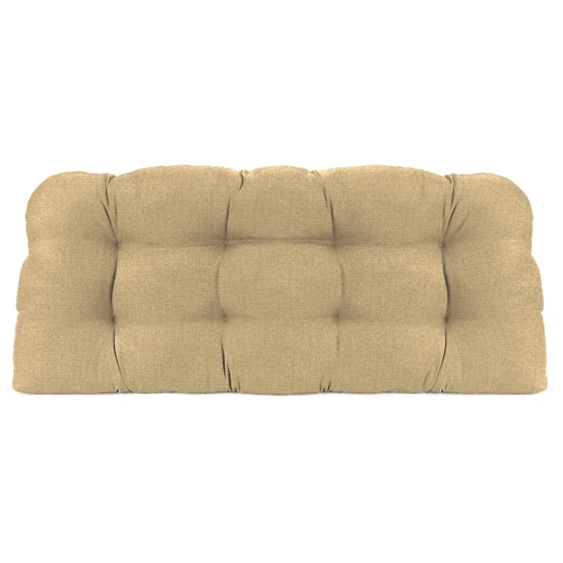 Beige French Edge Outdoor Wicker Settee Cushion