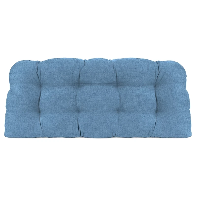 Chambray Blue French Outdoor Wicker Settee Cushion