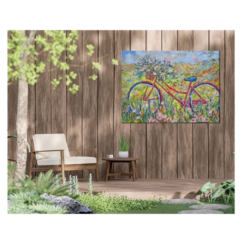 Floral Bike Outdoor Canvas Art Print