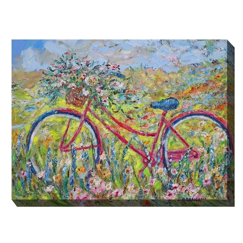 Floral Bike Outdoor Canvas Art Print