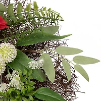 Red and Blue Mixed Floral and Foliage Wreath