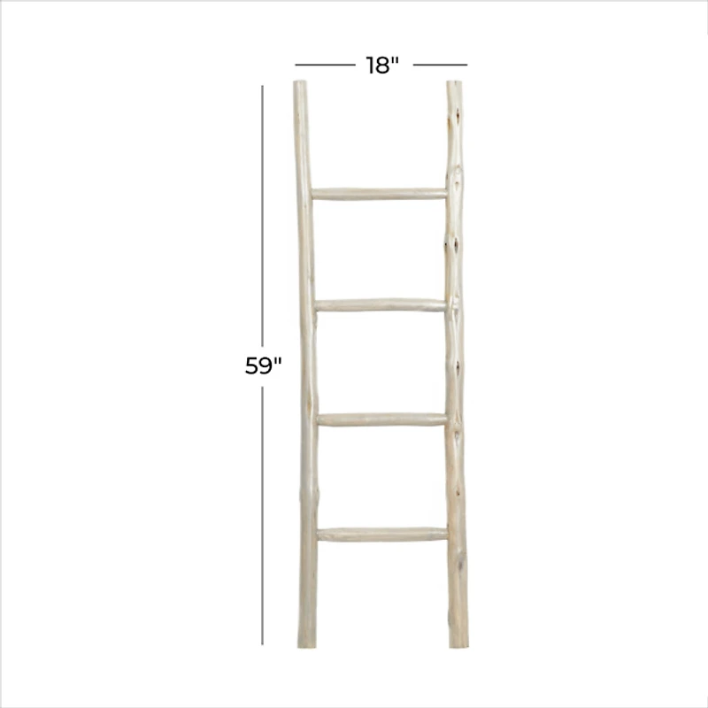 White Teak Wood Leaning Ladder