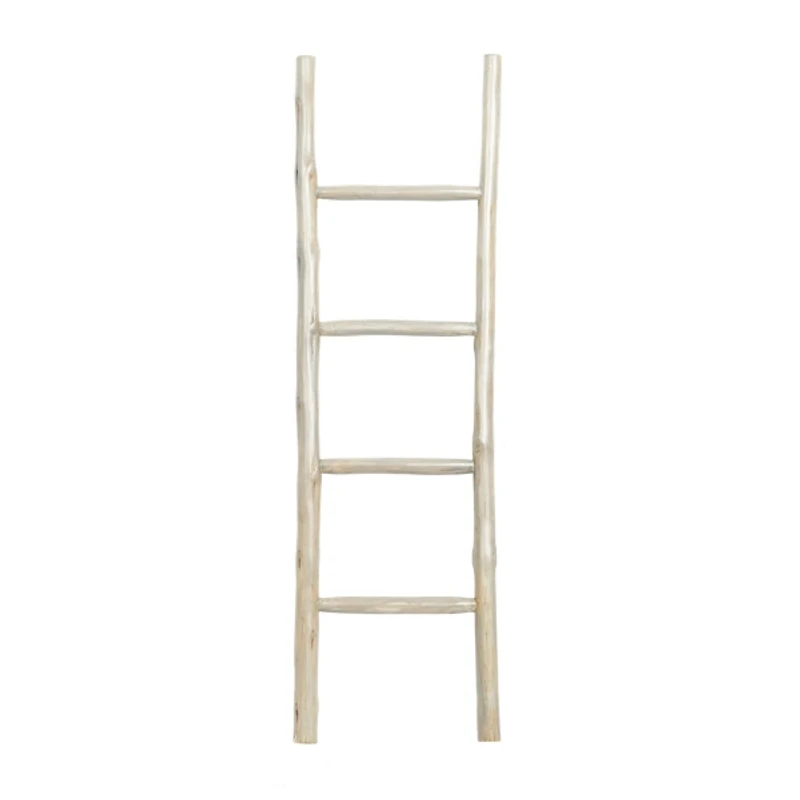 White Teak Wood Leaning Ladder