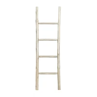 White Teak Wood Leaning Ladder
