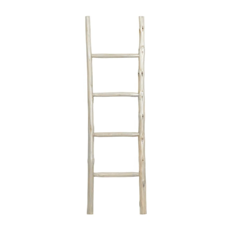 White Teak Wood Leaning Ladder