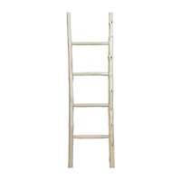 White Teak Wood Leaning Ladder