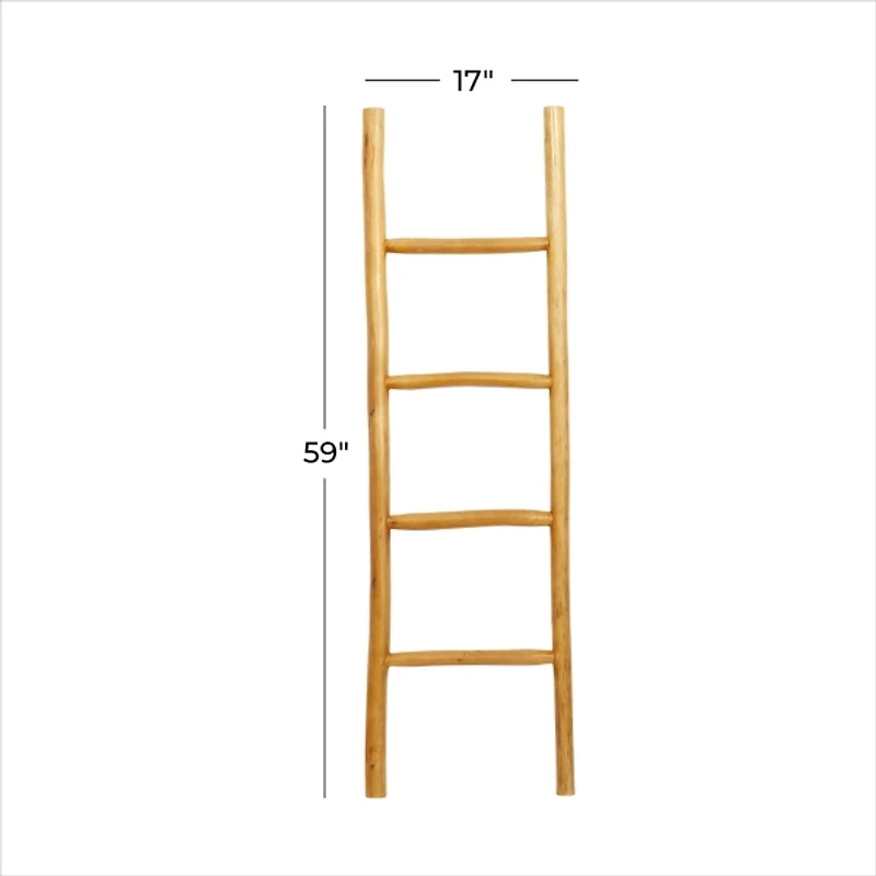 Brown Teak Wood Leaning Ladder