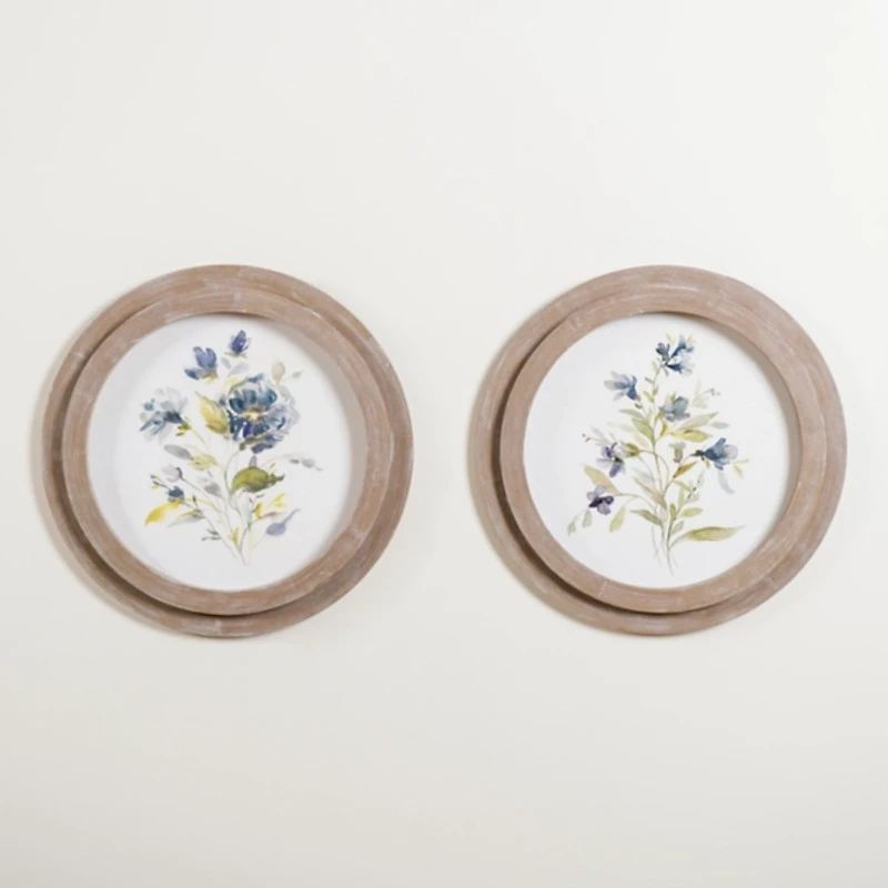 Round Blue Florals II Framed Art Print