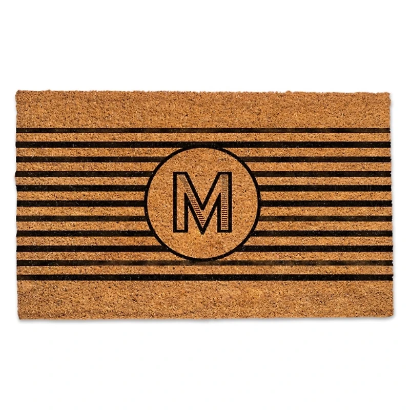 Personalized Monogram Black Stripes Doormat