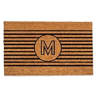 Personalized Monogram Black Stripes Doormat