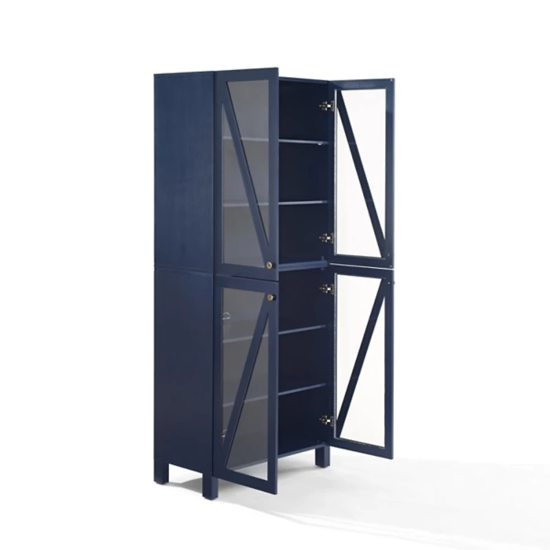 Tall Navy Triangle 4-Door Wood Cabinet