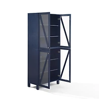 Tall Navy Triangle 4-Door Wood Cabinet
