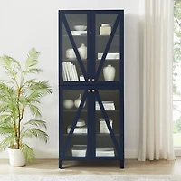 Tall Navy Triangle 4-Door Wood Cabinet