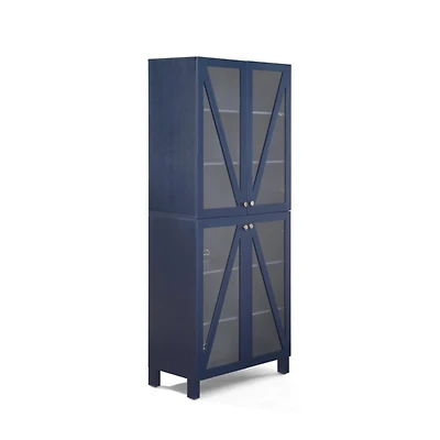 Tall Navy Triangle 4-Door Wood Cabinet