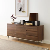 Brown Wood Hairpin Legs Media Cabinet