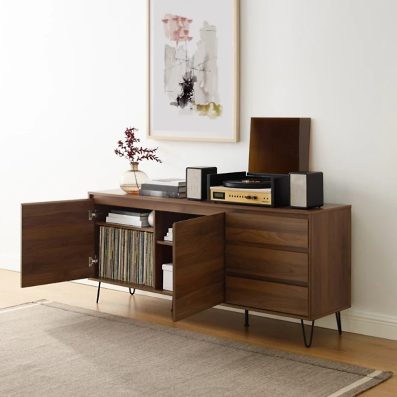 Brown Wood Hairpin Legs Media Cabinet