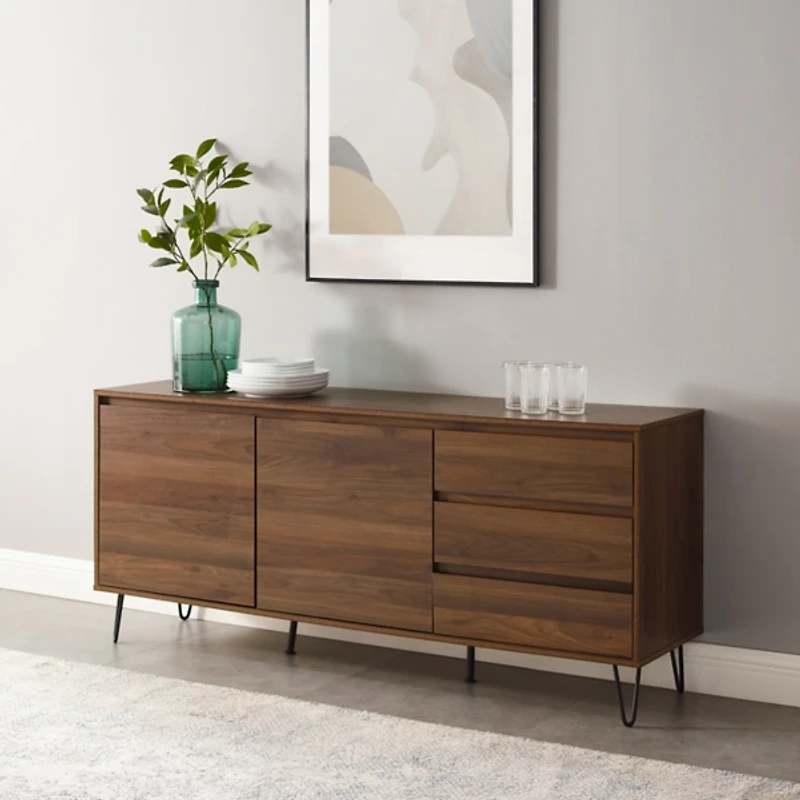 Brown Wood Hairpin Legs Media Cabinet