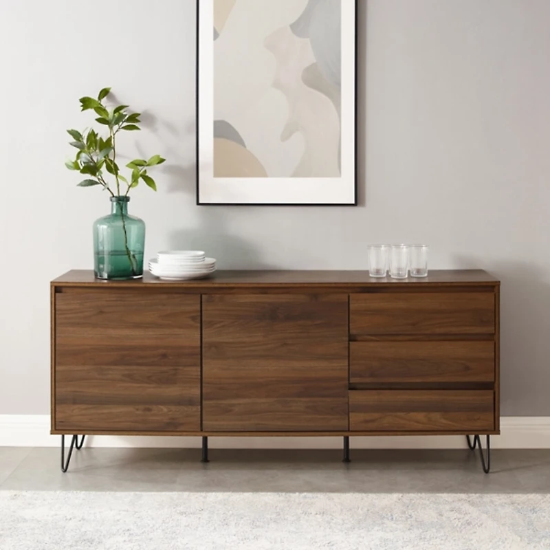 Brown Wood Hairpin Legs Media Cabinet