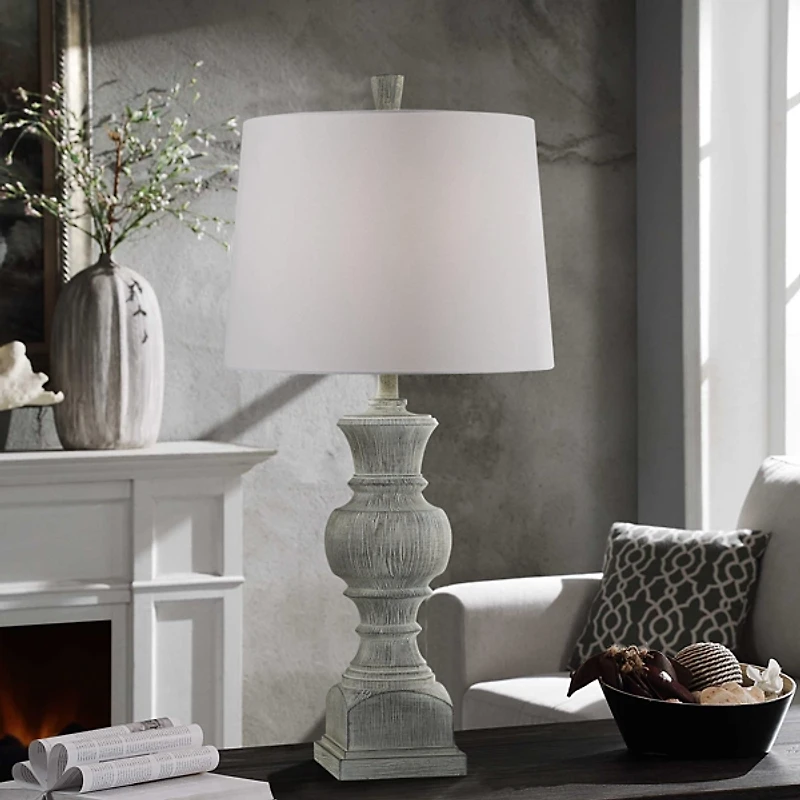 Smokey Slate Gray Baluster Grain Table Lamp