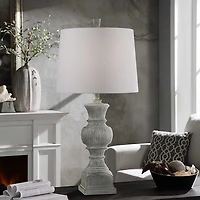 Smokey Slate Gray Baluster Grain Table Lamp