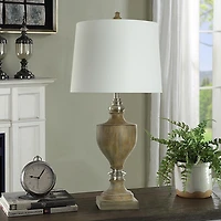 Brown and Brushed Silver Table Lamp