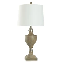 Brown and Brushed Silver Table Lamp