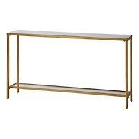 Gold Metal Mirrored Top Slim Console Table