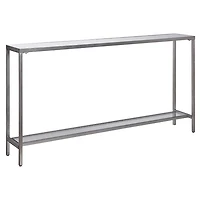 Silver Metal Mirrored Top Slim Console Table